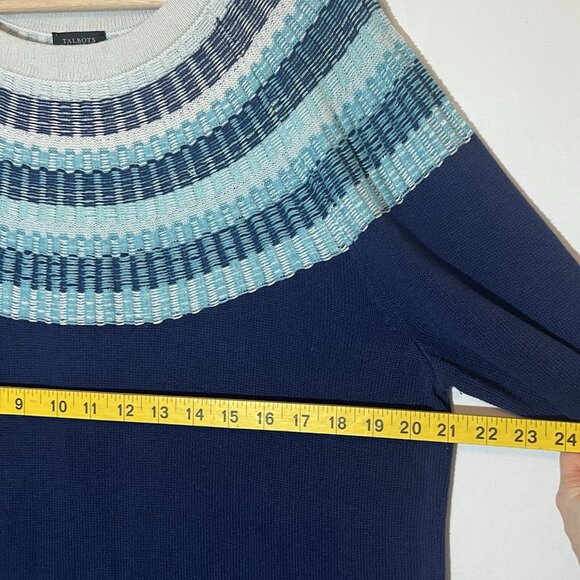 Talbots Women's Rib Yoke Crewneck Sweater Size XL Blue Knit Pullover Cozy - Picture 5 of 8